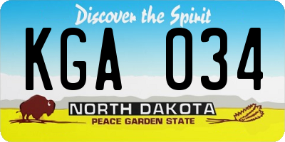 ND license plate KGA034