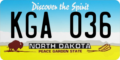ND license plate KGA036