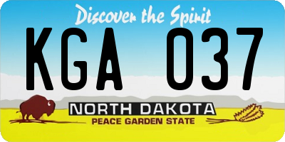 ND license plate KGA037