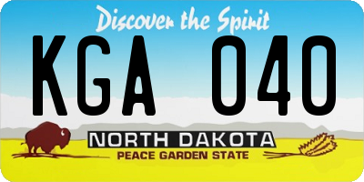 ND license plate KGA040