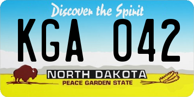 ND license plate KGA042