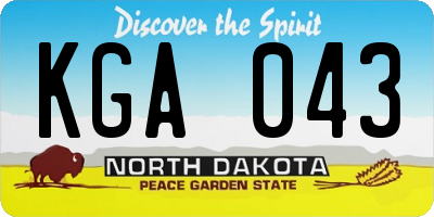 ND license plate KGA043