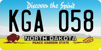 ND license plate KGA058