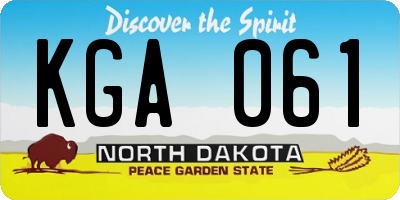 ND license plate KGA061