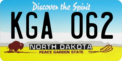 ND license plate KGA062