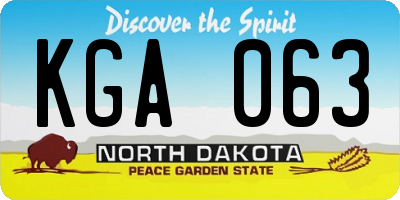 ND license plate KGA063