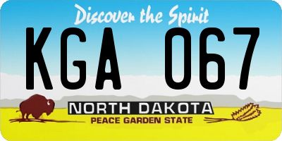 ND license plate KGA067
