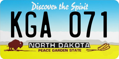 ND license plate KGA071