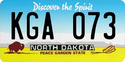 ND license plate KGA073