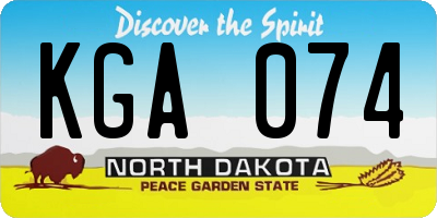ND license plate KGA074
