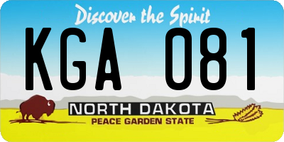 ND license plate KGA081