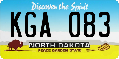 ND license plate KGA083