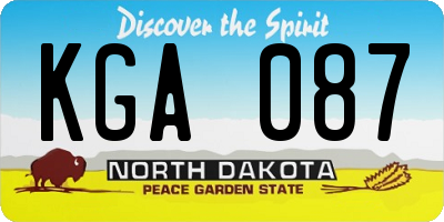 ND license plate KGA087
