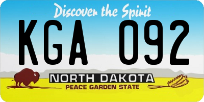 ND license plate KGA092