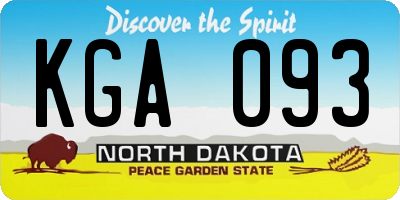 ND license plate KGA093