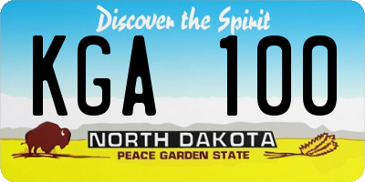 ND license plate KGA100