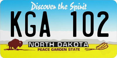 ND license plate KGA102