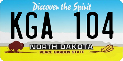 ND license plate KGA104