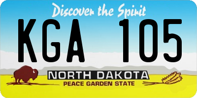 ND license plate KGA105