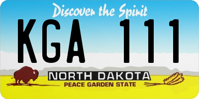 ND license plate KGA111