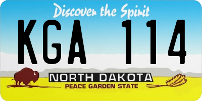 ND license plate KGA114