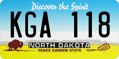ND license plate KGA118