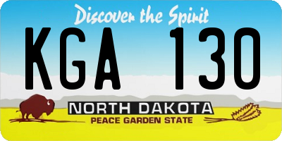 ND license plate KGA130