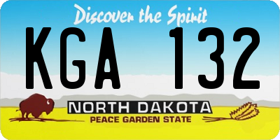 ND license plate KGA132