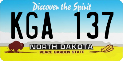 ND license plate KGA137