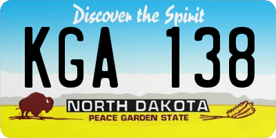 ND license plate KGA138