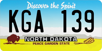 ND license plate KGA139
