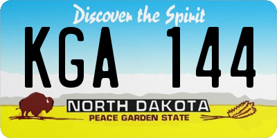 ND license plate KGA144