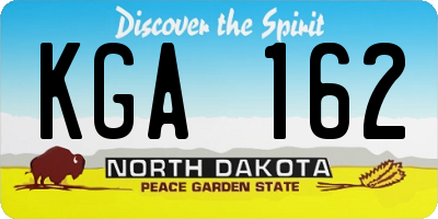 ND license plate KGA162