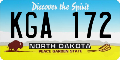 ND license plate KGA172