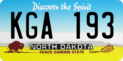 ND license plate KGA193
