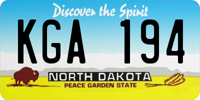 ND license plate KGA194
