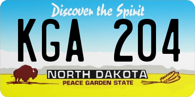 ND license plate KGA204