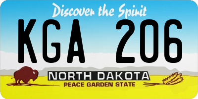 ND license plate KGA206