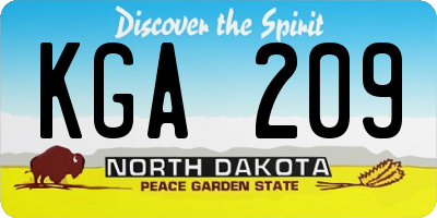 ND license plate KGA209