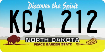 ND license plate KGA212