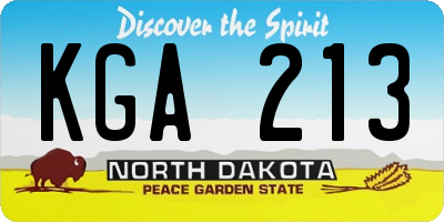 ND license plate KGA213
