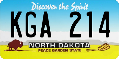 ND license plate KGA214