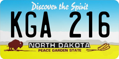 ND license plate KGA216
