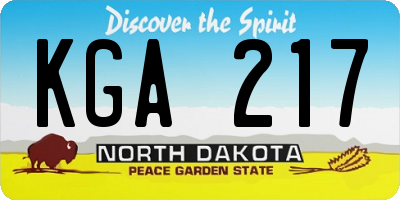 ND license plate KGA217