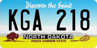 ND license plate KGA218