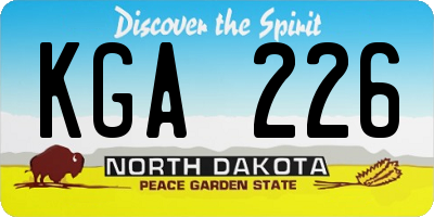 ND license plate KGA226