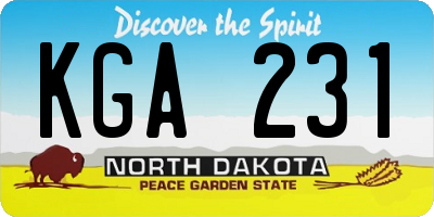ND license plate KGA231