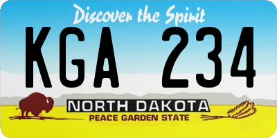 ND license plate KGA234