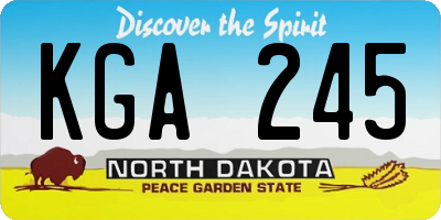 ND license plate KGA245