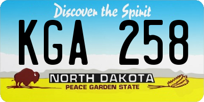 ND license plate KGA258